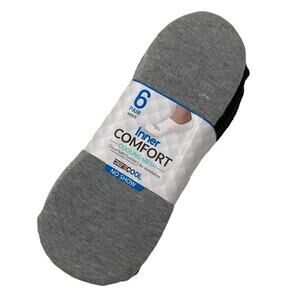 32 Degrees Cool NEW No Show Socks - 6 Pair - Gray Black Navy - Large